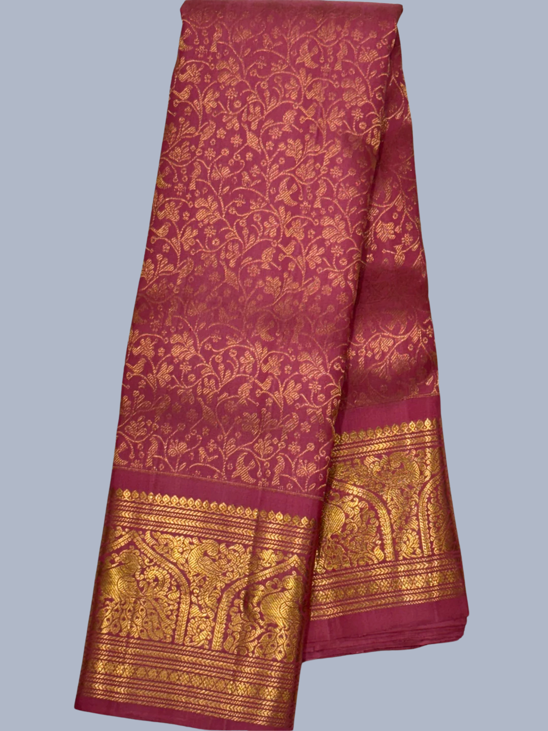 Light Pink Pure Handwoven Kanchi Silk Saree - 200