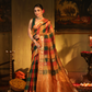 Pure Handloom Korvai Saree | Checks Green, Maroon, Mustard Gold
