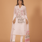 Muslin Jamdani 2-Piece Set Kurti & Dupatta (UNSTITCHED) - Pearl White - 078