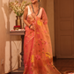 Handwoven Pure Jamdani Muslin Saree  |  Fire Orange