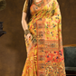 Floral woven design Silk blend Saree | Mustard Yellow