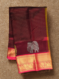 Pure Handloom Korvai Saree | Wine Red and Deep Pink