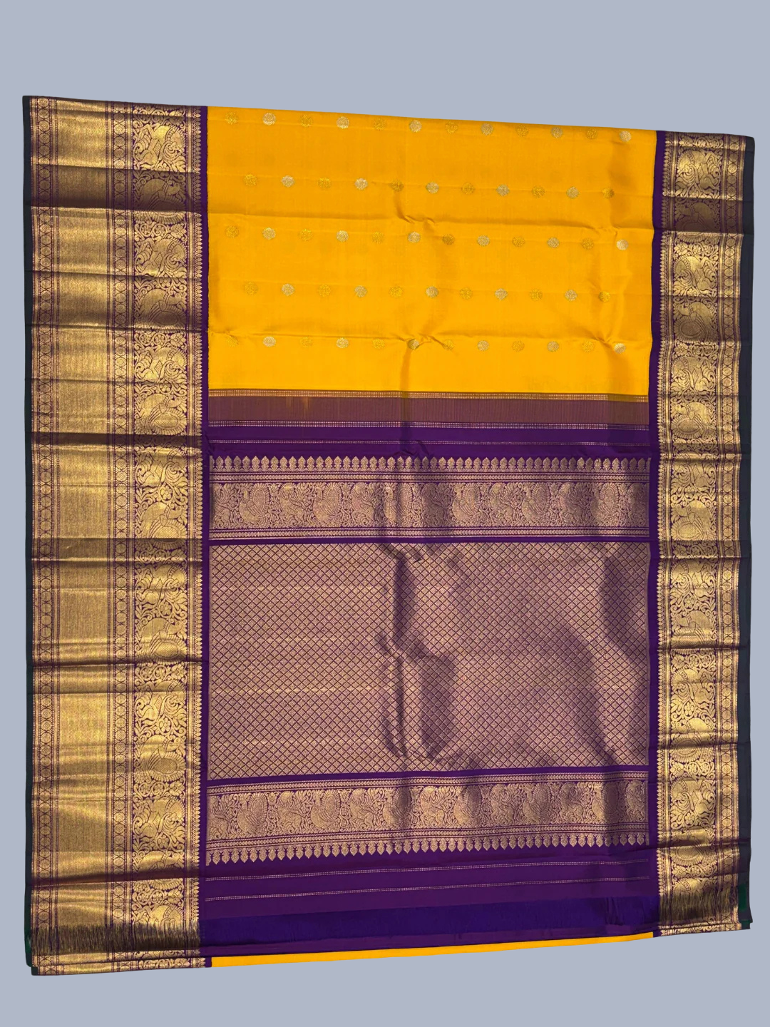 Pure Handwoven Gadwal Silk Saree Dark Yellow - 195