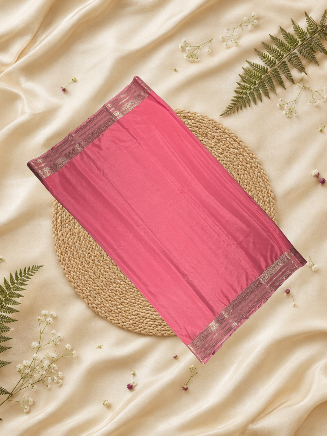 Mysore Silk Saree With Baby Pink