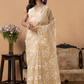 Handwoven Jamdani Muslin Saree | Beige | All-over Jamdani weaves