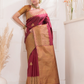 Manjari  -  Ruby red silk with intricate golden zari and festive tone