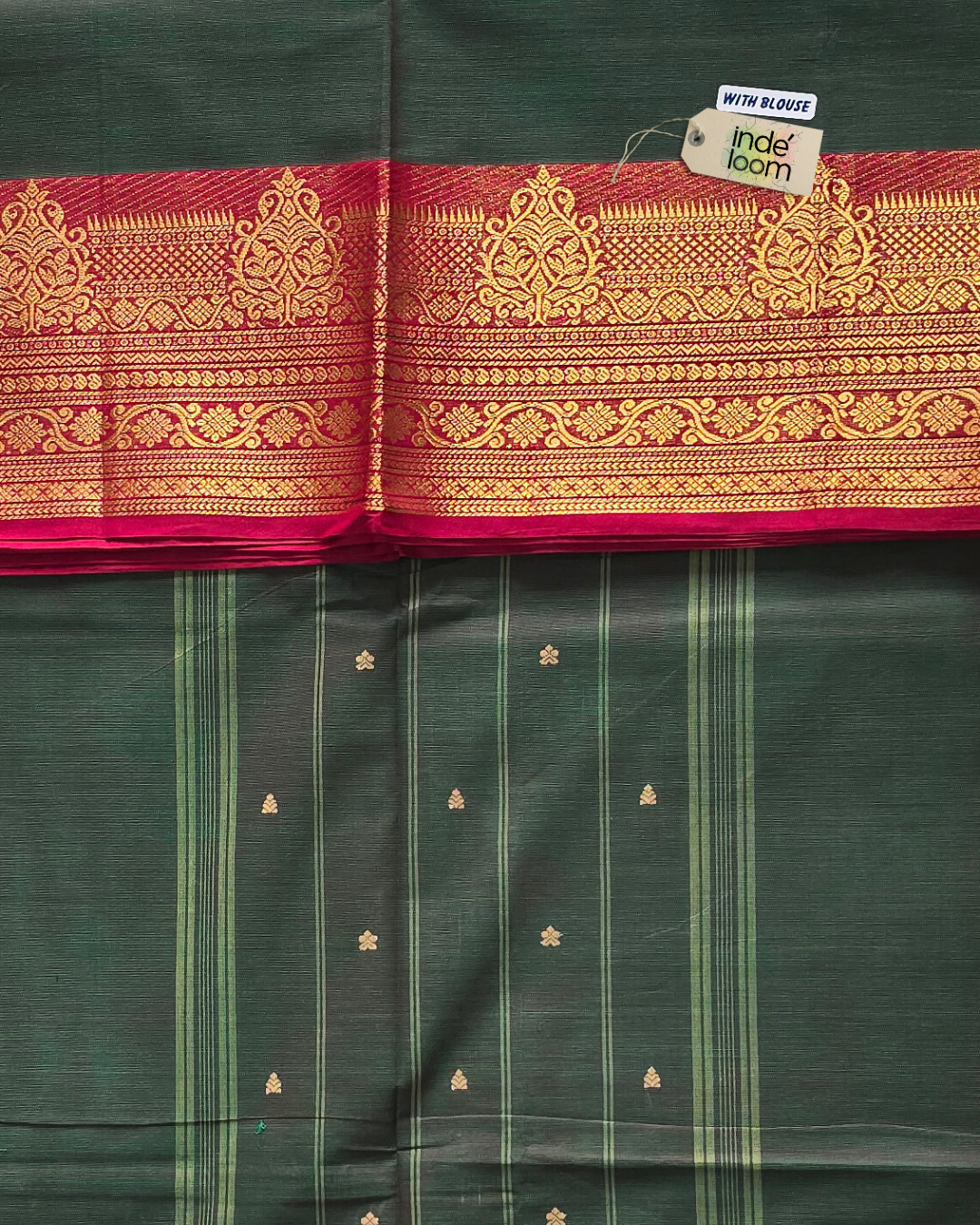 Kanchi Cotton|Green & Red
