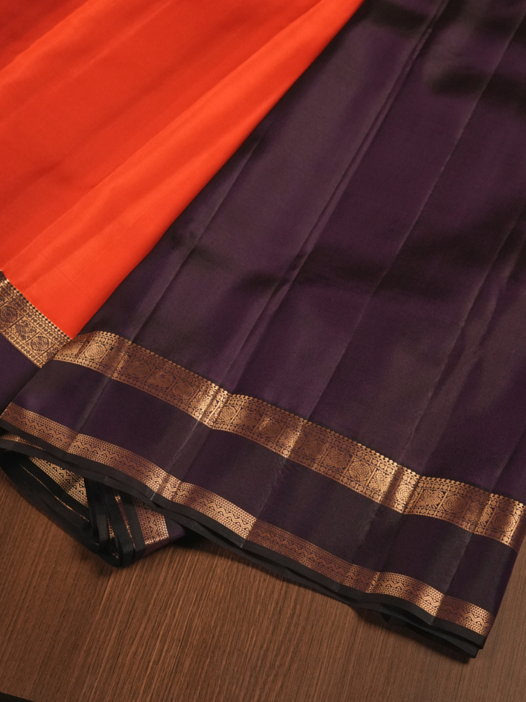 Silk Mark Certified Handloom Kanjivaram Silk Saree  |  Burnt Orange