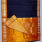 Handwoven Pure Gadwal Silk Saree  |  Denim Blue