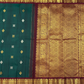 Pure Handwoven Gadwal Silk Saree With Forest Green - 011