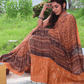 Ajrakh Exclusive Designer Modal Silk in Rust Orange and Navy with Zari pallu - 030 - indeloom