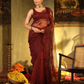 Organza Embroidery Saree With Deep Maroon - 002