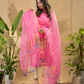 Punch Pink Jamdani 2-Piece Set Kurti & Dupatta (UNSTITCHED) -693