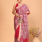 Organza Embroidery Saree With Bright Pink - 102