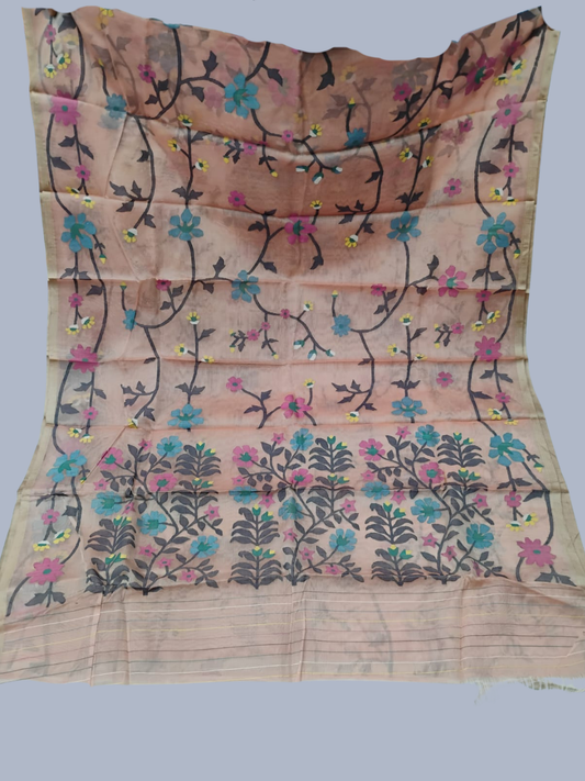 Handwoven Pure Handwoven Pure Muslin Saree  |  Tan Brown