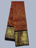 Pure Handwoven Gadwal Silk Saree With Reddish-Brown - 032