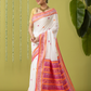 Handwoven Jamdani Muslin Saree | White and Red | All-over Buttas with All-over Jamdani weaves