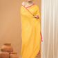 Linen Sequin Jamdani Saree With Mango Yellow - 001