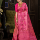 Rajani Rekha - Royal Rani pink silk with floral vine zari