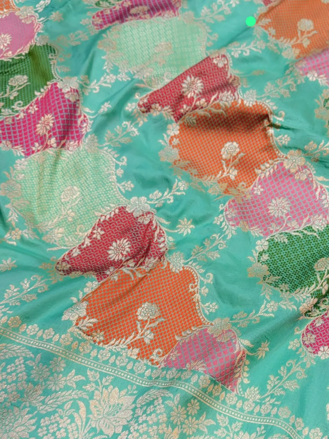 Pure Banarasi Exclusive Ektara Kora JAMDANI Tilfi saree  | Aqua Turquoise