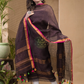Wine Brown Pure Linen Sequin Suit 2 Piece Set Kurti & Dupatta (UNSTITCHED) -635