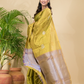 Tissue Silk Saree With Neon Yellow - 030