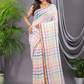 Handloom Khadi Cotton Saree With Cream White - 005