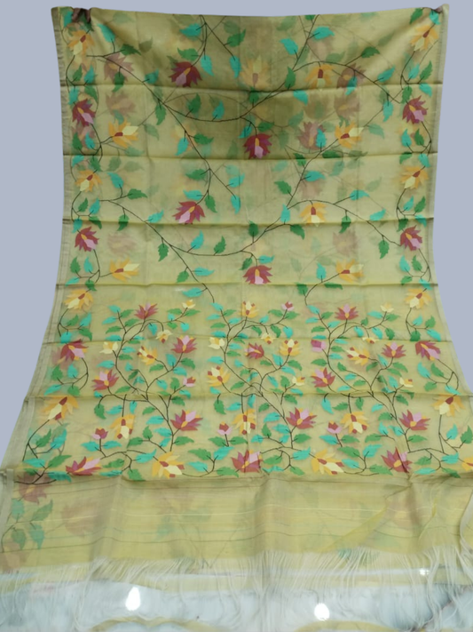 Handwoven Pure Handwoven Pure Muslin Saree  |  Honey Yellow