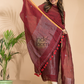 Cherry Red Linen X Linen 2-Piece Set Kurti & Dupatta (UNSTITCHED) - 009