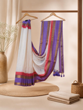 Pure Handloom Mul Cotton Saree | Off-White