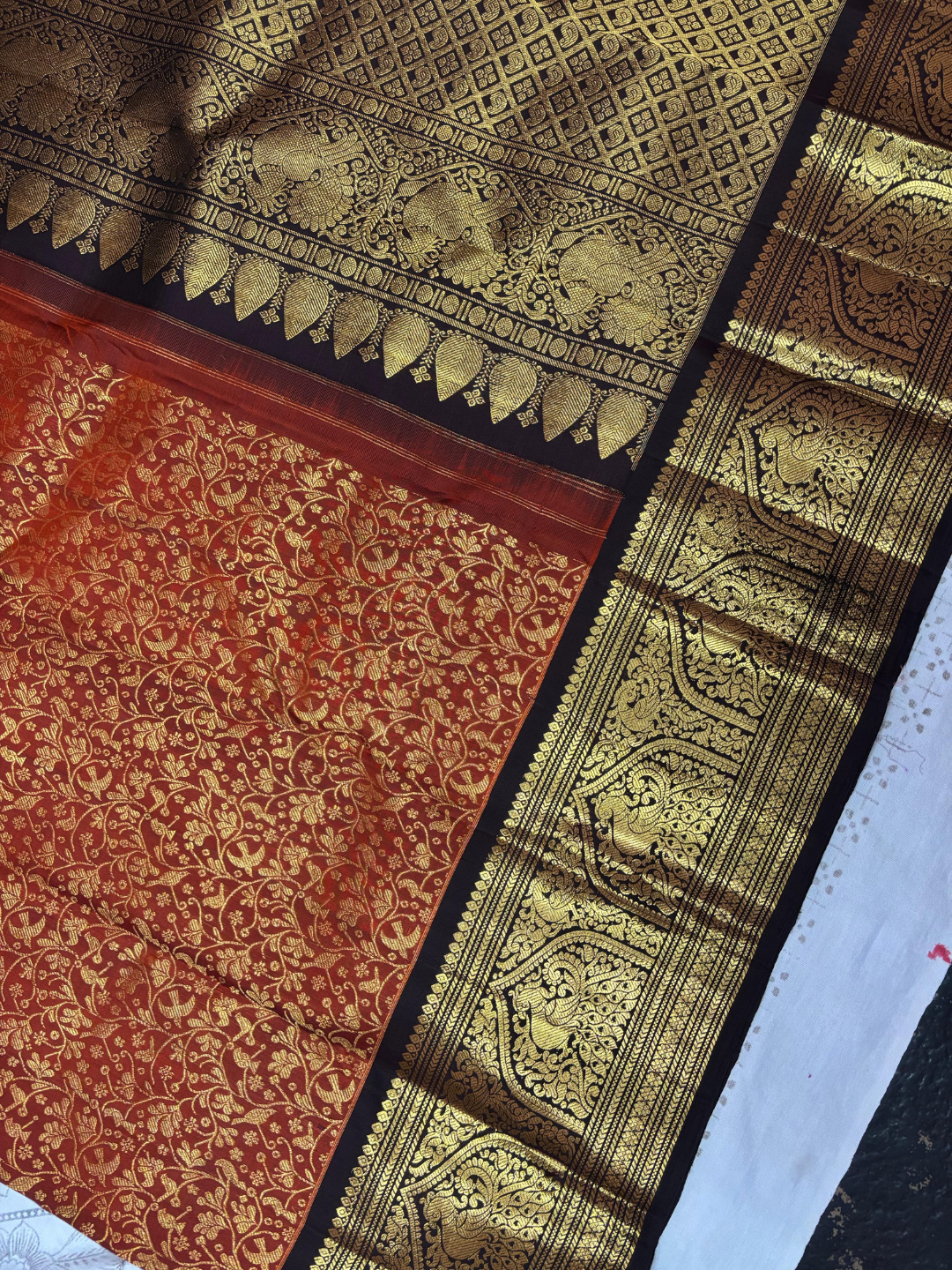 Pure Handwoven Gadwal Silk Saree With Reddish-Brown - 032