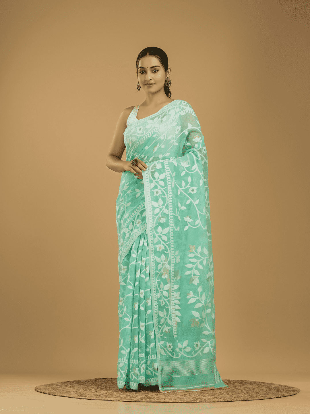 Mint Green Cotton Silk Jamdani Saree - 009