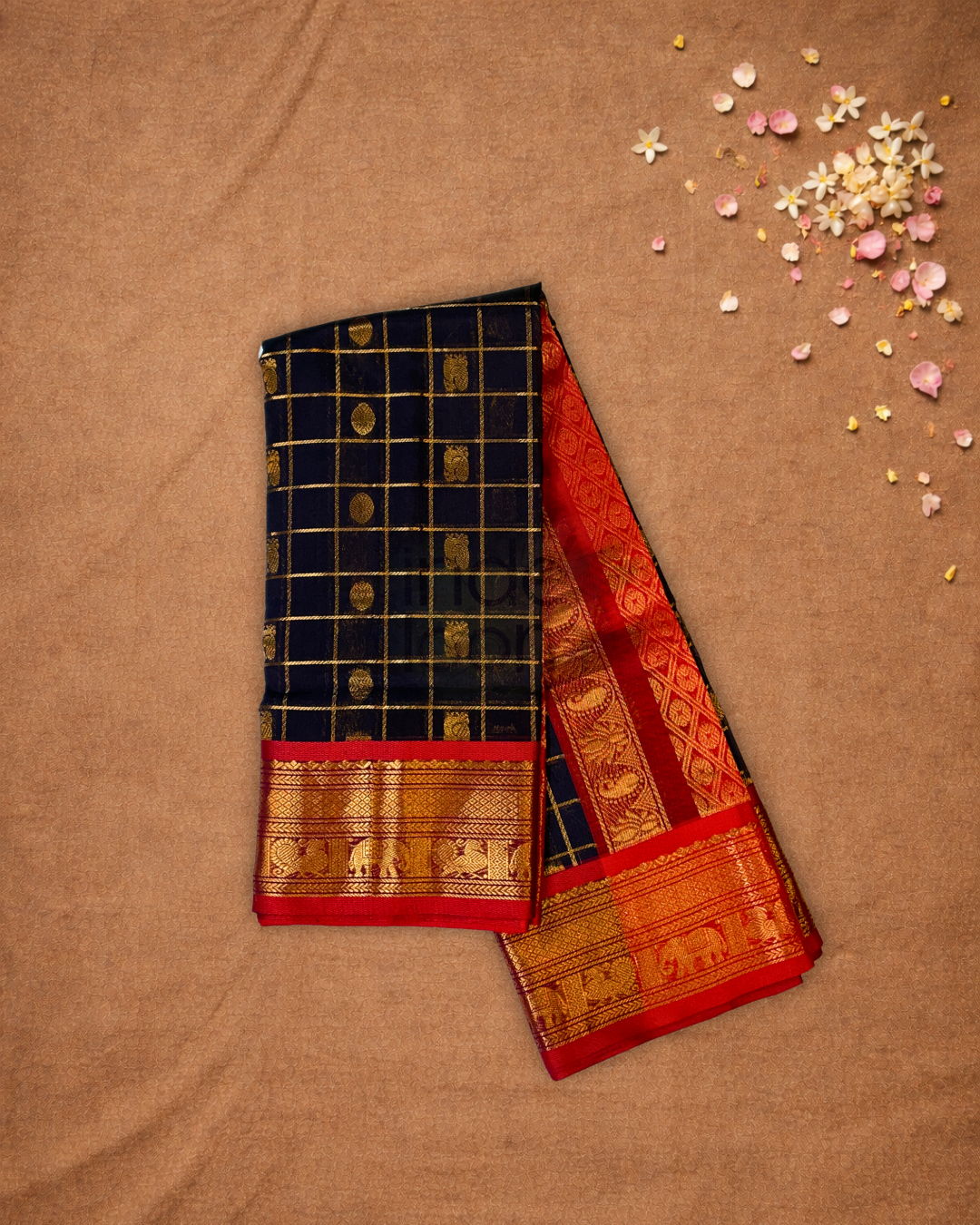 Pure Handloom Korvai Saree | Coal Black