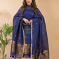 Berry Blue  Cotton Linen 2-Piece Set Kurti & Dupatta (UNSTITCHED) - 119