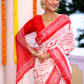 Cotton Linen Saree With Snow White - 114