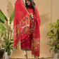Apple Red Jamdani 2-Piece Set Kurti & Dupatta (UNSTITCHED) -703