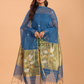 Indigo Blue Muslin Jamdani 2-Piece Set Kurti & Dupatta (UNSTITCHED) - 082