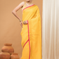 Linen Sequin Jamdani Saree With Mango Yellow - 001