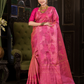Rajani Rekha - Royal Rani pink silk with floral vine zari
