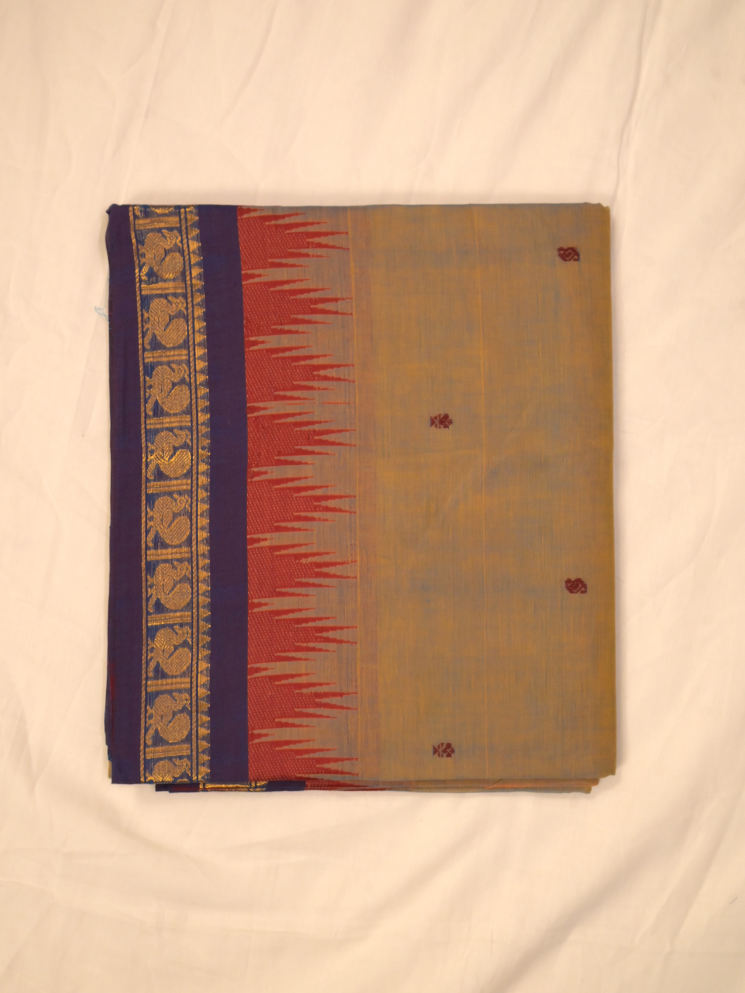 Kanchi Cotton|Dual tone Ocher Yellow & Navy Blue