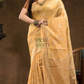 Floral woven design Silk blend Jacquard Saree | Golden Yellow