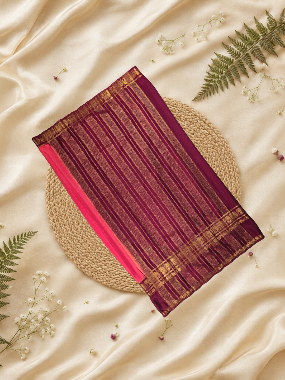 Mysore Silk Saree With Baby Pink