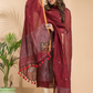 Cherry Red Linen X Linen 2-Piece Set Kurti & Dupatta (UNSTITCHED) - 009