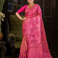 Rajani Rekha - Royal Rani pink silk with floral vine zari