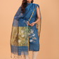 Indigo Blue Muslin Jamdani 2-Piece Set Kurti & Dupatta (UNSTITCHED) - 082