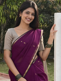 Maheshwari Silk Cotton Saree – Festive Elegance | Burgundy Plum