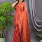 Tissue Silk Saree With Bright Orange - 014