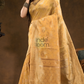 Floral woven design Silk blend Jacquard Saree | Golden Yellow