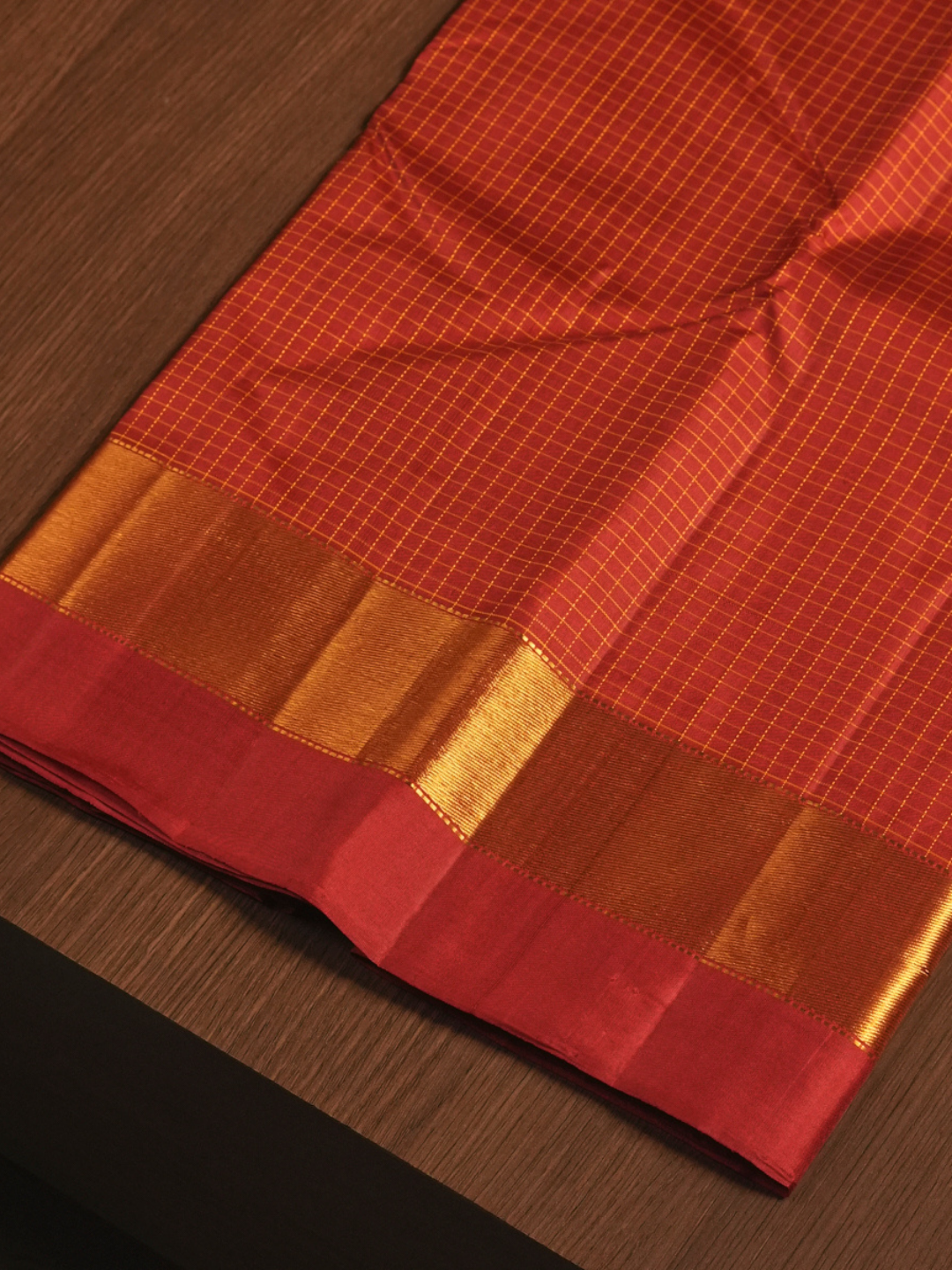 Silk Mark Certified Handloom Kanjivaram Silk Saree  |  Rust Orange