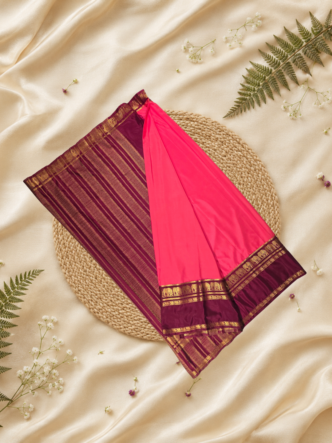 Mysore Silk Saree With Baby Pink
